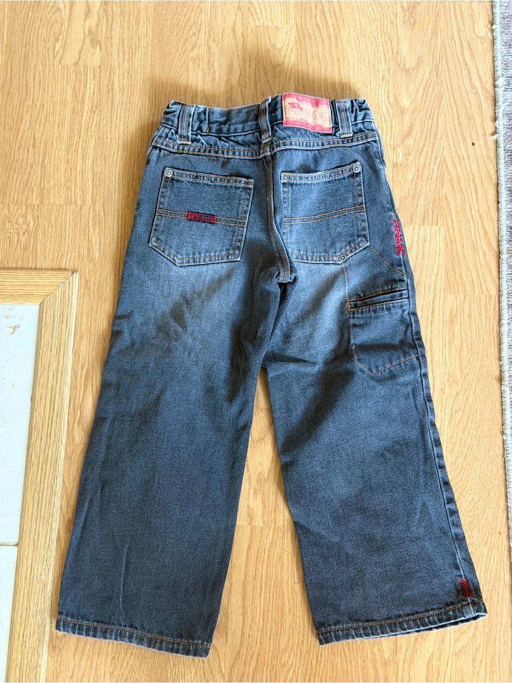Hawk Boys Carpenter Jeans Size 5 Blue Wide Leg Utility Skate Y2K Cotton Denim - Picture 3 of 4